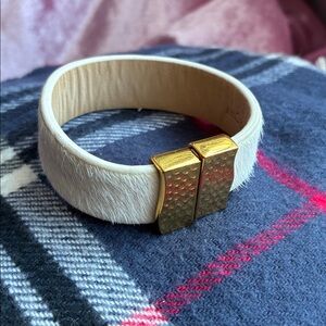 Rustic Cuff | White and Gold toned hardware Bracelet